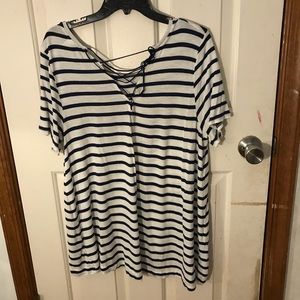 Blue and white striped tee